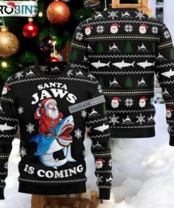 Shark Santa Jaws Is Coming Ugliest Ugly Christmas Sweater