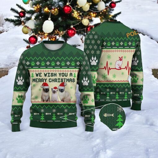 Siamese Cat Merry Christmas 3D Sweater, Great Gift For Christmas Sweater, Sweatshirt