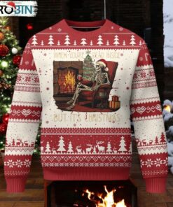 Skeleton Christmas Ugly Christmas Sweater When You’re Dead Inside But It’s Xmas Chillin’