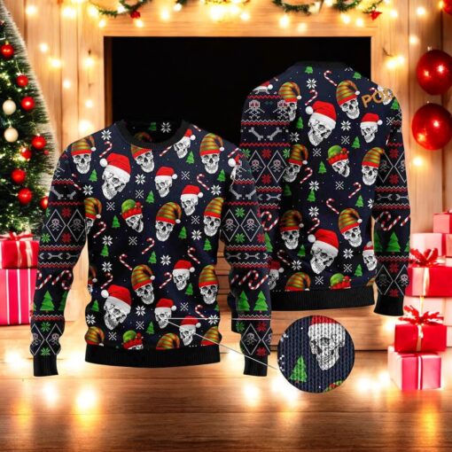 Skull Face Ugly Christmas 3D Sweater, Family Ugly Christmas Sweater, Sweatshirt
