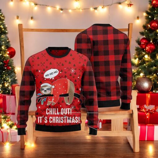 Sloth Chill Out 3D Christmas Sweater, Great Gift For Christmas