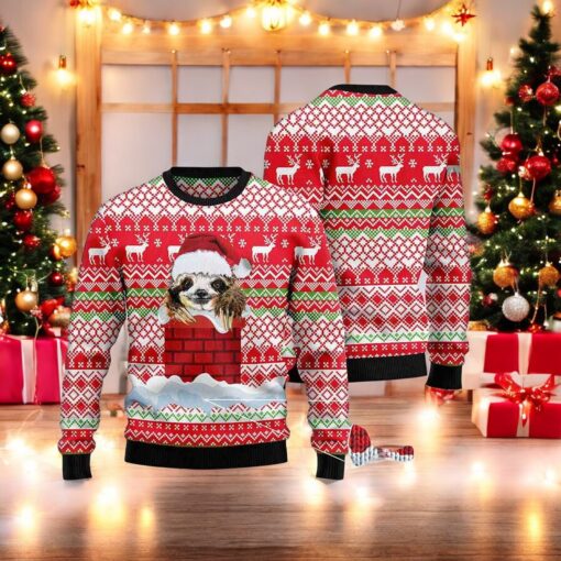 Sloth Chimney Tis The Season 3D Sweater, Funny Xmas Gifts