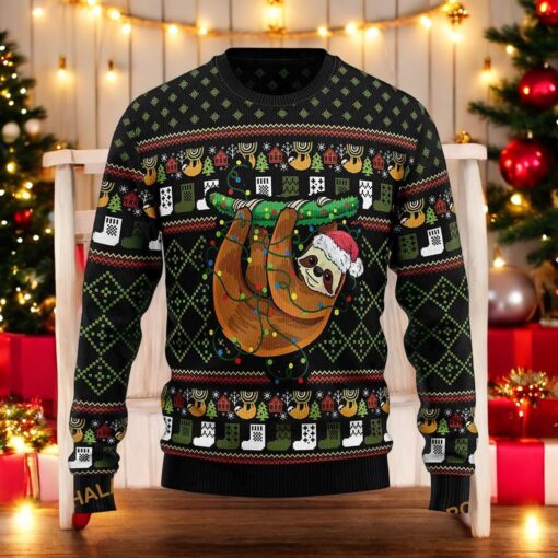 Sloth Light 3D Ugly Christmas Sweater, Sweatshirt, Great Gift For Christmas