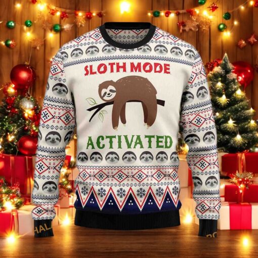 Sloth Mode Activated 3D Christmas Sweater, Funny Xmas Gifts