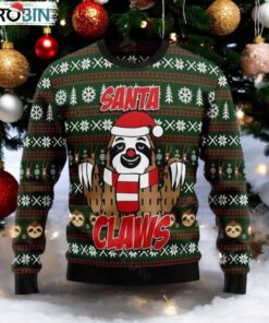Sloth Santa Claws Ugly Christmas Sweater