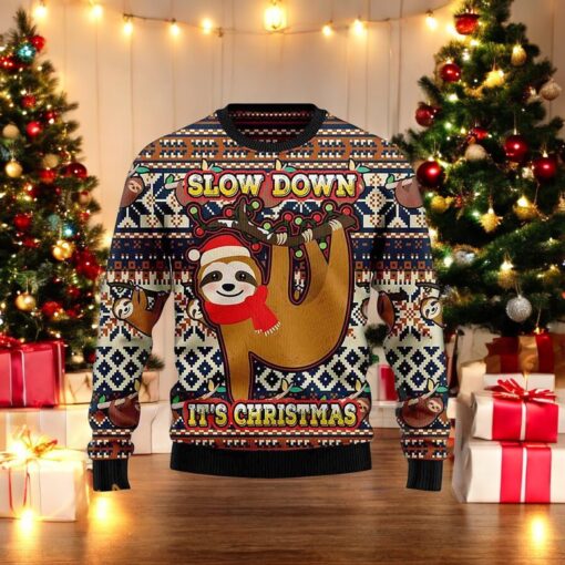 Sloth Slow Down Christmas 3D Sweater, Friends Christmas Sweater