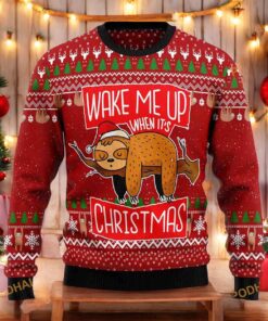 Sloth Wake Me Up Ugly Xmas 3D Sweater, Funny Christmas Gift Ideas