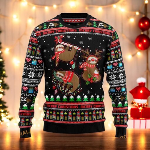 Sloth Xmas 3D Ugly Christmas Sweater, Family Ugly Christmas Sweater