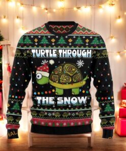 Snow Turtle Knitted Christmas 3D Sweater, Great Gift For Christmas