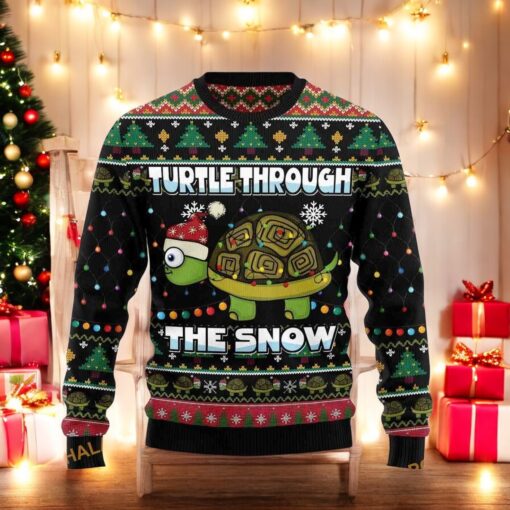 Snow Turtle Knitted Christmas 3D Sweater, Great Gift For Christmas