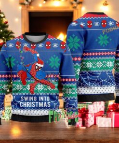 Spiderman Swing Into Christmas Sweater, Great Gift For Christmas
