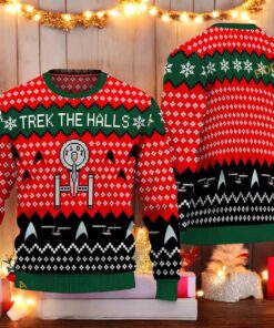 ST Trek The Halls Ugly Christmas Sweater, Sweatshirt, Funniest Ugly Christmas Sweater, Sweatshirt