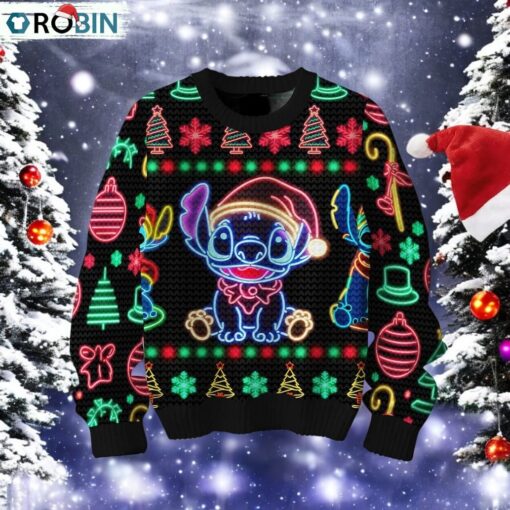 Stitch Christmas Light Vector Design Christmas Sweater, Sweatshirt