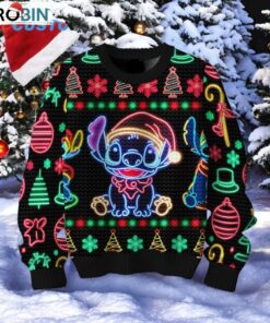 Stitch Christmas Light Vector Design Christmas Sweater, Sweatshirt