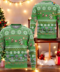 Super Mario Bros Funny Sweater, Family Ugly Christmas Gaming Fun