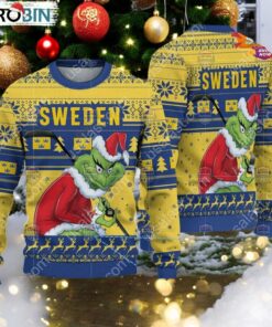 Sweden Ice Hockey Team Grinch Hockey Stick Ugly Christmas Sweater