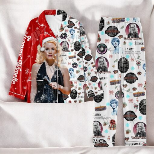 Tammy Wynette Merry Christmas Button Down Pajamas Set
