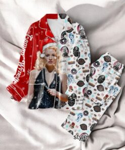 Tammy Wynette Merry Christmas Button Down Pajamas Set