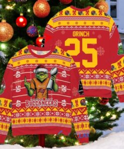Tampa Bay Buccaneers x Grinch Christmas Dr. Seuss How the Grinch Stole Christmas with Super Bowl Trophy Custom Ugly Christmas Sweater