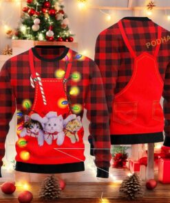 Tartan Cat Ugly Christmas Sweater, Sweatshirt, Funny Xmas Gifts