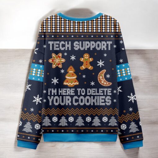 Tech Support Computer Programmer Blue Ugly Christmas Sweater
