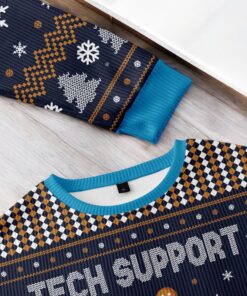 Tech Support Computer Programmer Blue Ugly Christmas Sweater