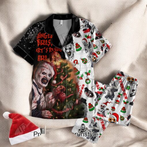 Terrifier Art’s Rasing Hell Merry Christmas Button Down Pajamas Set