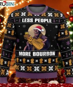 Thanos Less People More Bourbon Ugly Christmas Sweater