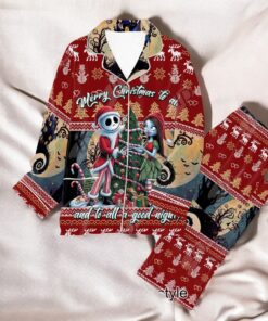 The Nightmare Before Christmas Merry Christmas To All And To All A Good Night! Button Down Pajamas Set