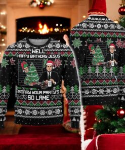The Office Happy Birthday Jesus Ugly Sweater, The Office Santa Christmas Sweater, The Office TV Show Sweater, Michael Scott Sweater