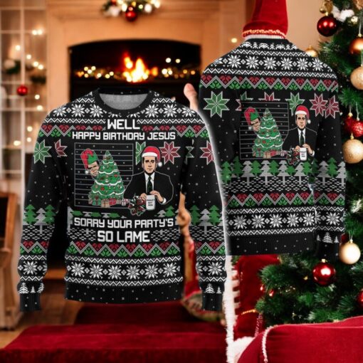 The Office Happy Birthday Jesus Ugly Sweater, The Office Santa Christmas Sweater, The Office TV Show Sweater, Michael Scott Sweater