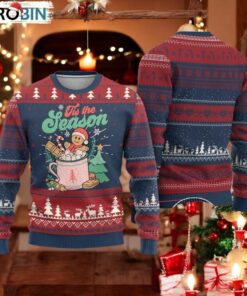 Tis The Season Xmas Ugly Christmas Sweater Groovy Retro Gingerbread Hot Cocoa
