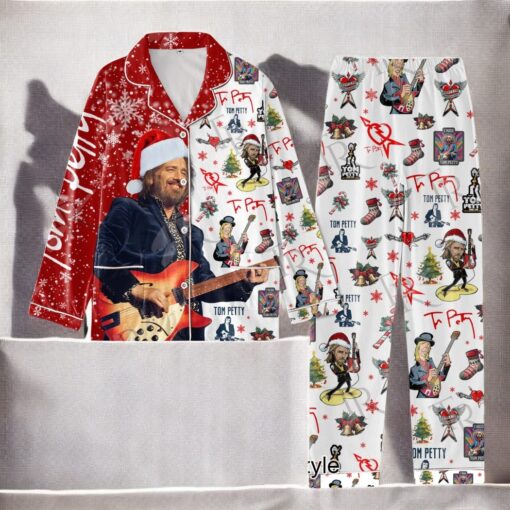 Tom Petty Merry Christmas 2024 Button Down Pajamas Set