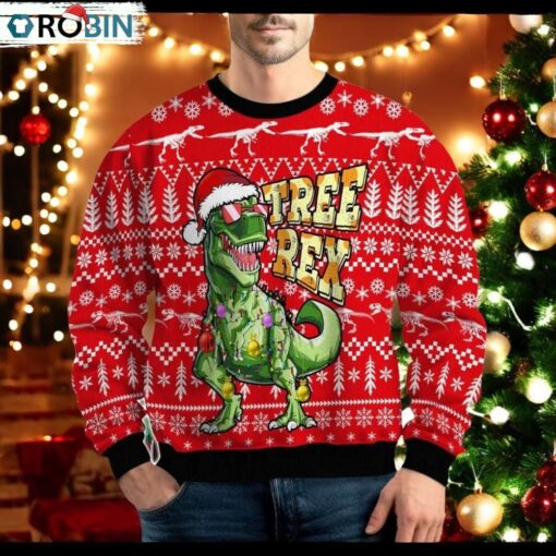 Tree Rex Dinosaur Ugly Christmas Sweater