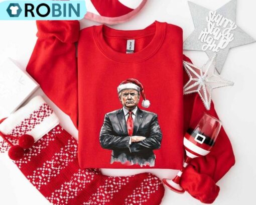 Trump Christmas Sweatshirt, Santa Trump Shirt, Trump I Ll Be Home For Christmas Shirt