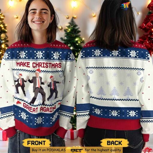 Trump Dancing Christmas Humor Sweater, Make Christmas Great Again Gift