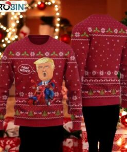 Trump Fake News Ugly Christmas Sweater