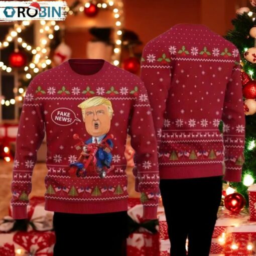 Trump Fake News Ugly Christmas Sweater