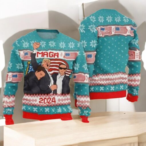 Trump Maga 2024 Ugly Christmas Sweater, Donald Trump Vote Election Ugly Sweater