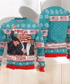 Trump Maga 2024 Ugly Christmas Sweater, Donald Trump Vote Election Ugly Sweater