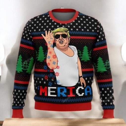 Trump Merica Funny Christmas Sweater