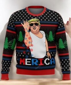 Trump Merica Funny Christmas Sweater