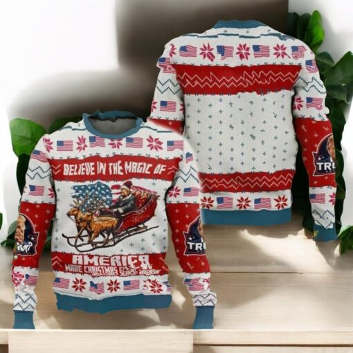 Trump Ugly Christmas Sweater, Believe In The Magic Of America Make Christmas Great Again Sweater