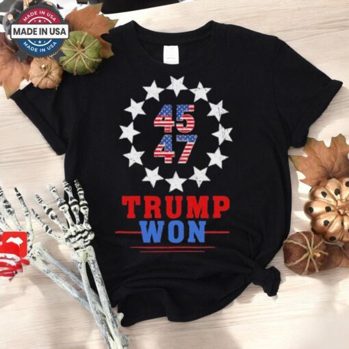 Trump Won 2024 45 47th President Usa Flag Shirt