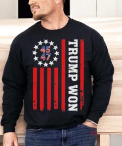 Trump Won 2024 45 47th President Usa Flag Trump Supporter Shirt