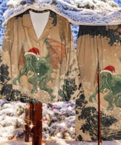 Ukiyoe Christmas Surfing Cthulhu Family Pajamas Set