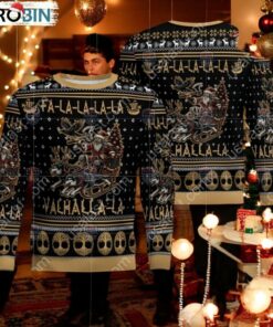 Viking Warrior Sleigh Fa la la la Valhalla la Ugly Christmas Sweater