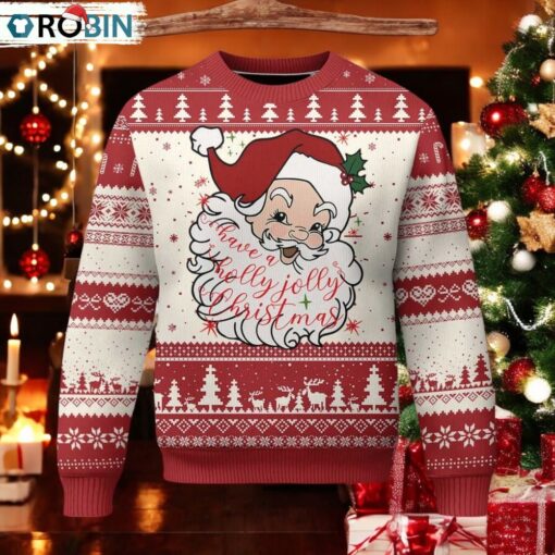 Vintage Christmas Santa Claus Face Xmas Funny Old Fashioned Ugly Christmas Sweater
