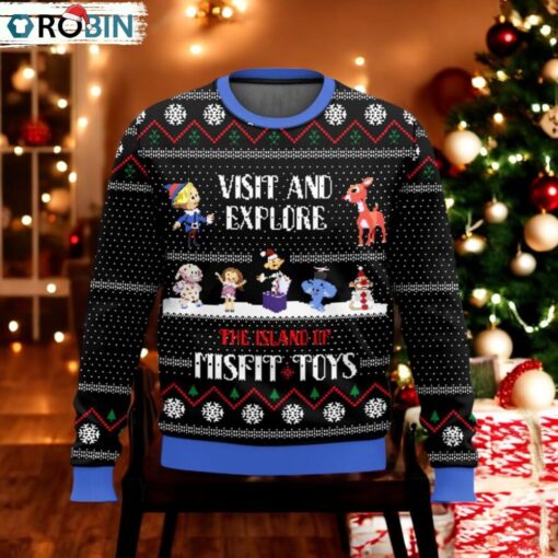 Visit And Explore The Island Of Misfit Toys Ugly Christmas Sweater