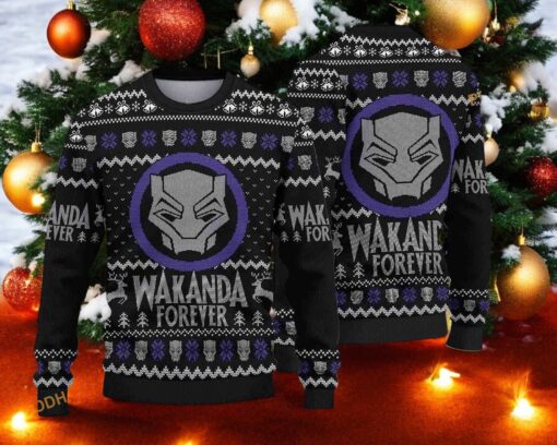 Wakanda Ugly Christmas Sweater, Black Panther Xmas